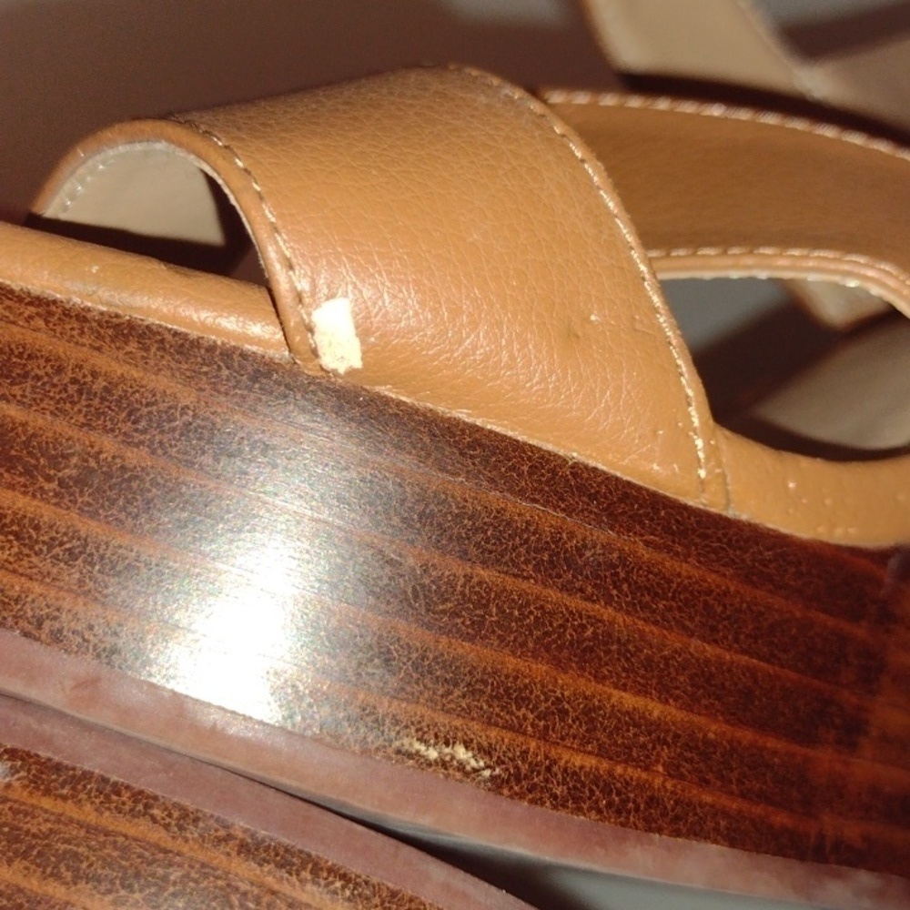 14th & Union Narissa Slingback Wedge Sandal Cognac Brown Women’s Shoes size 7.5 - Picture 8 of 9